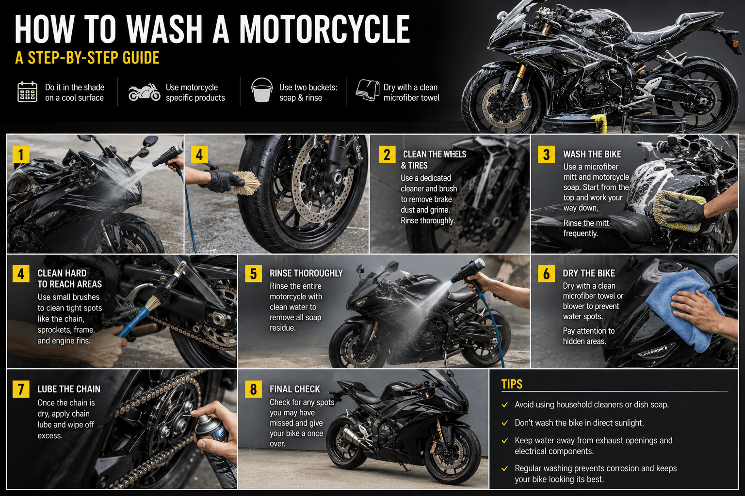 how to wash a motorcycle