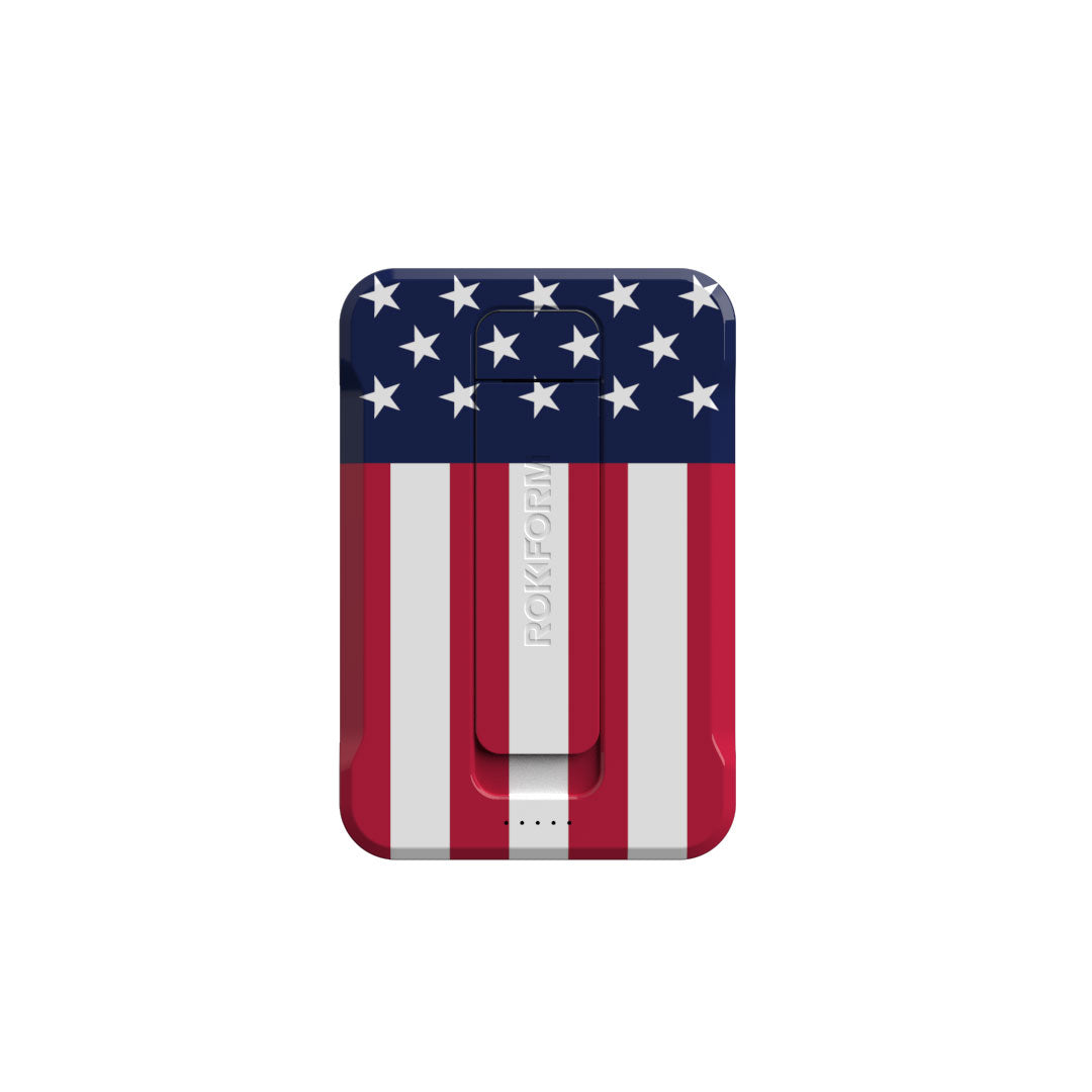 5000mAh Wireless Magnetic Power Bank with Stand in Stars & Stripes