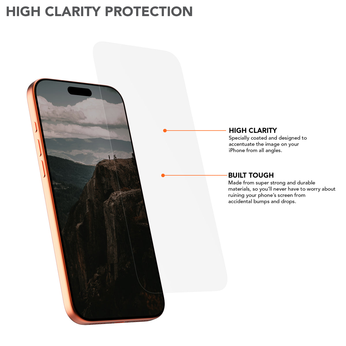 iPhone 17 Pro Max Tempered Glass Screen Protector with High Clarity Protection
