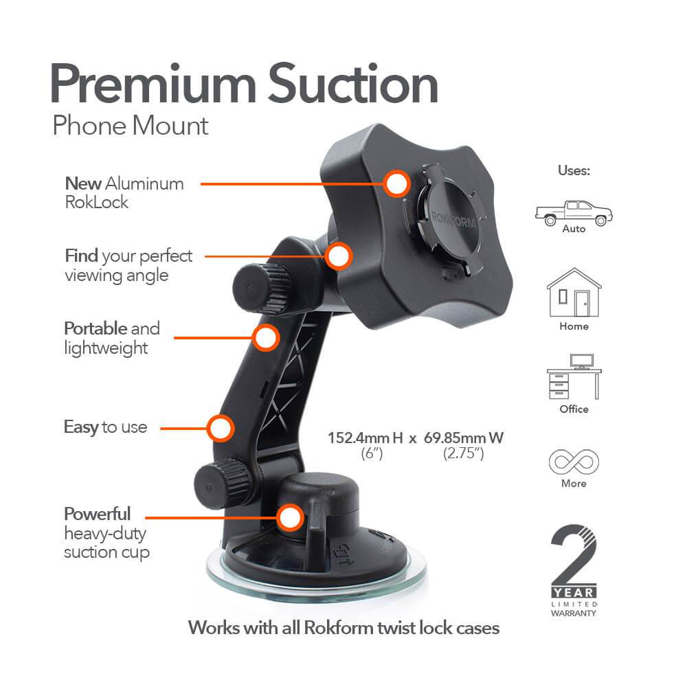 Premium windshield suction phone mount