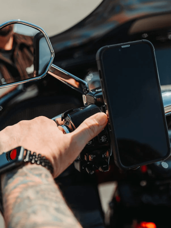 Indian motorcycle ready for motorcycle season with the ROKFORM Universal Ball Adapter Mount