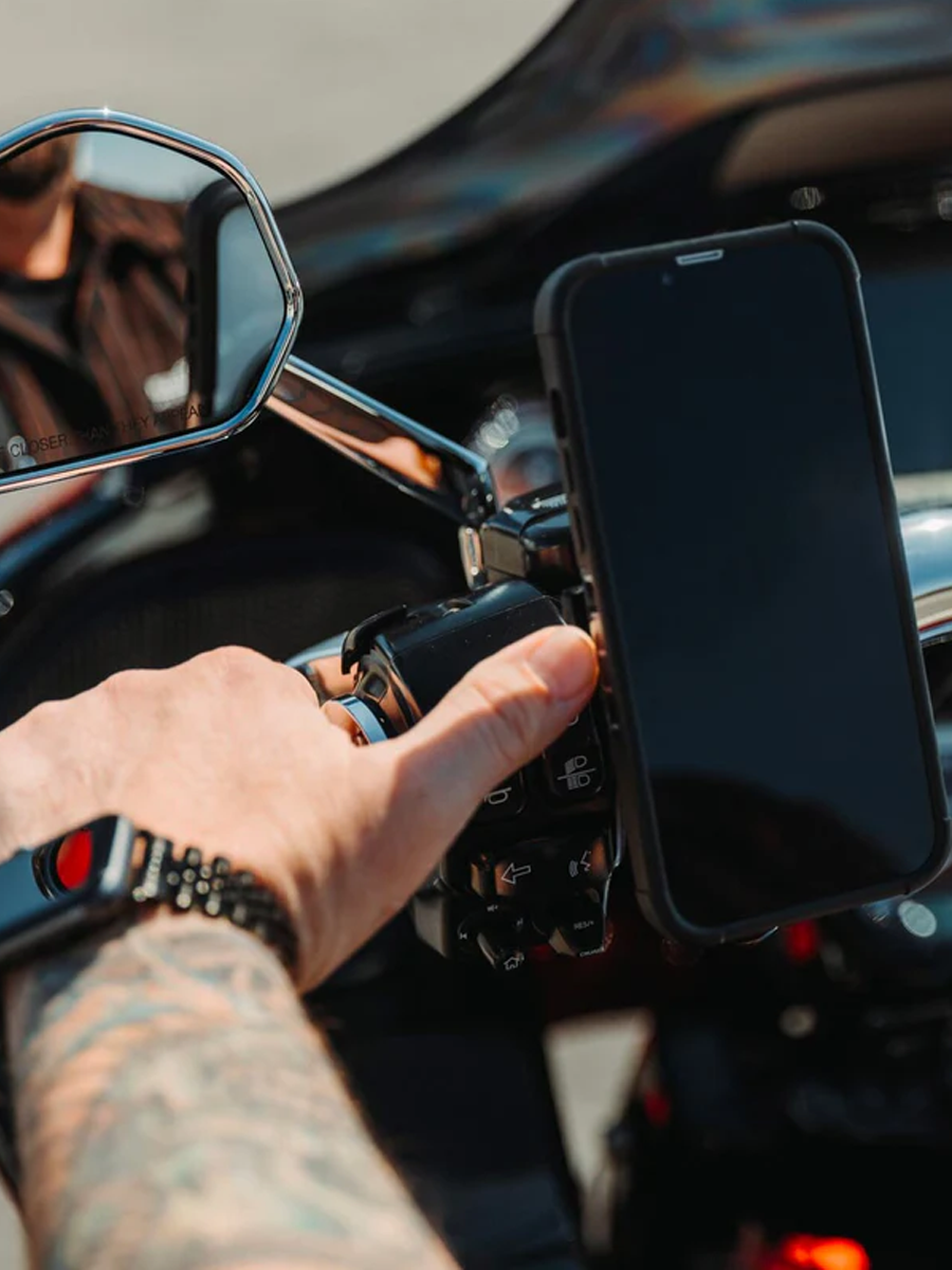 Indian motorcycle ready for motorcycle season with the ROKFORM Universal Ball Adapter Mount