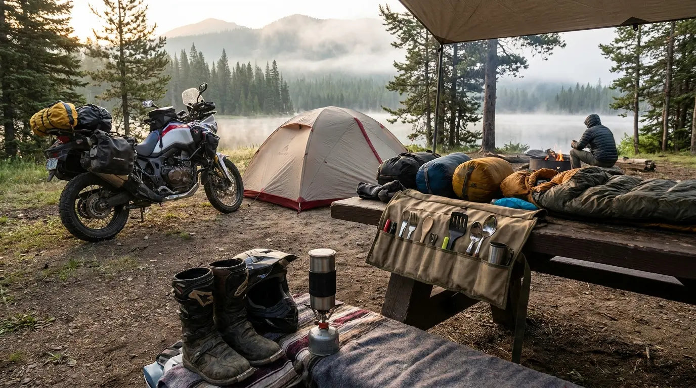 motorcycle camping gear