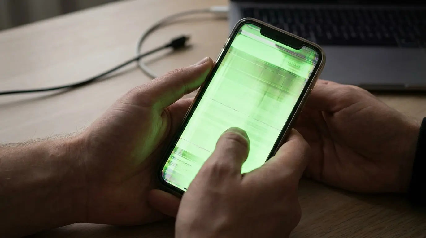 why is my phone screen green