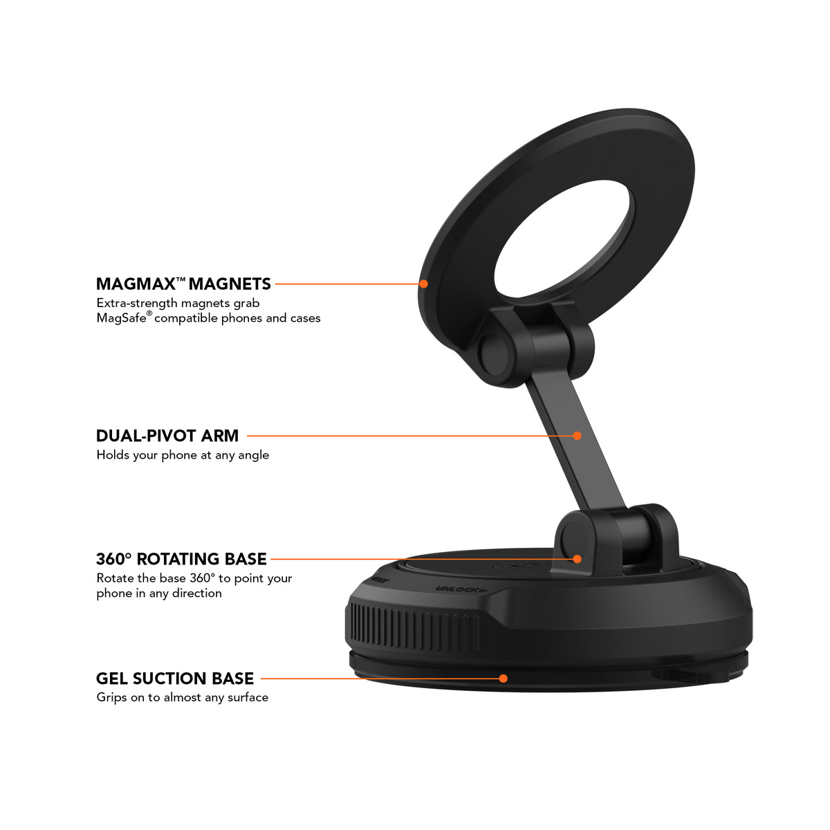 Portable Magnetic Suction Mount with MagMax Magnets
