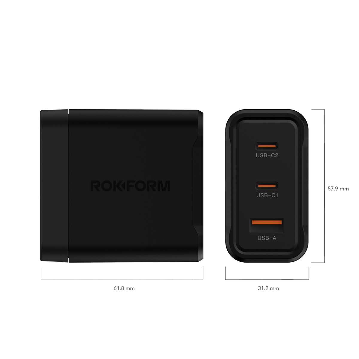 PowerTrip 65W GaN Fast Charger Dimensions