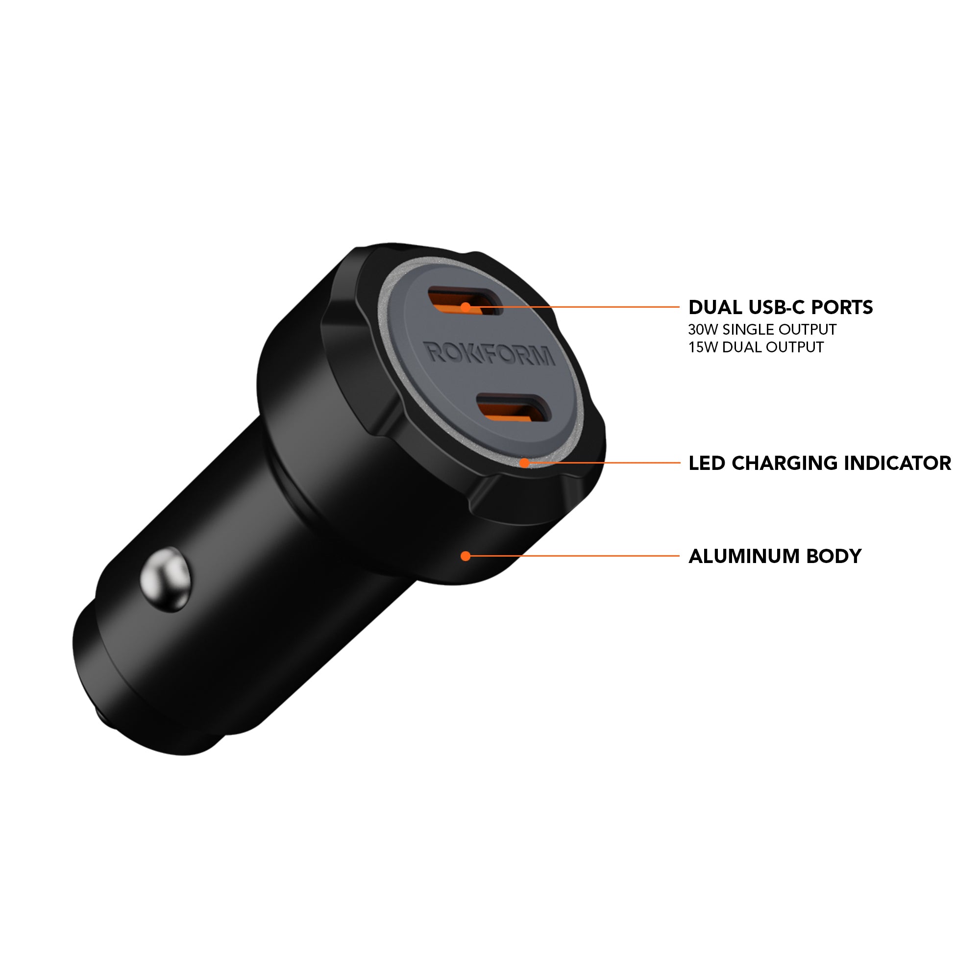 30W Dual USB-C 12V Car Charger Features