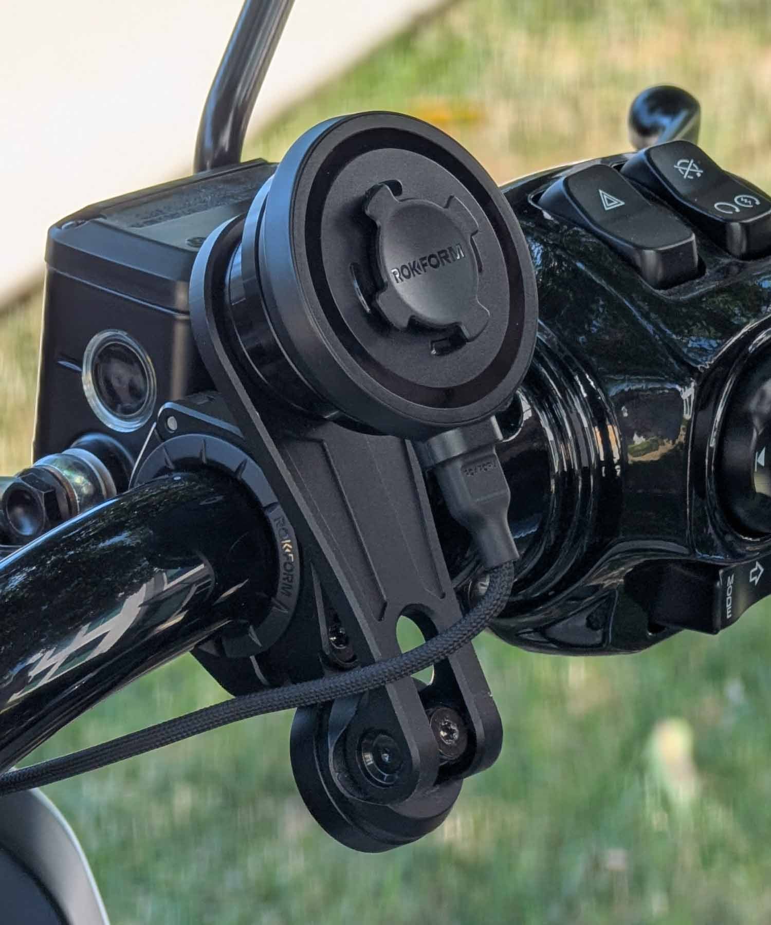 Motorcycle Handlebar Mount + 15W Charging Head w/ Vibration Dampener Kit