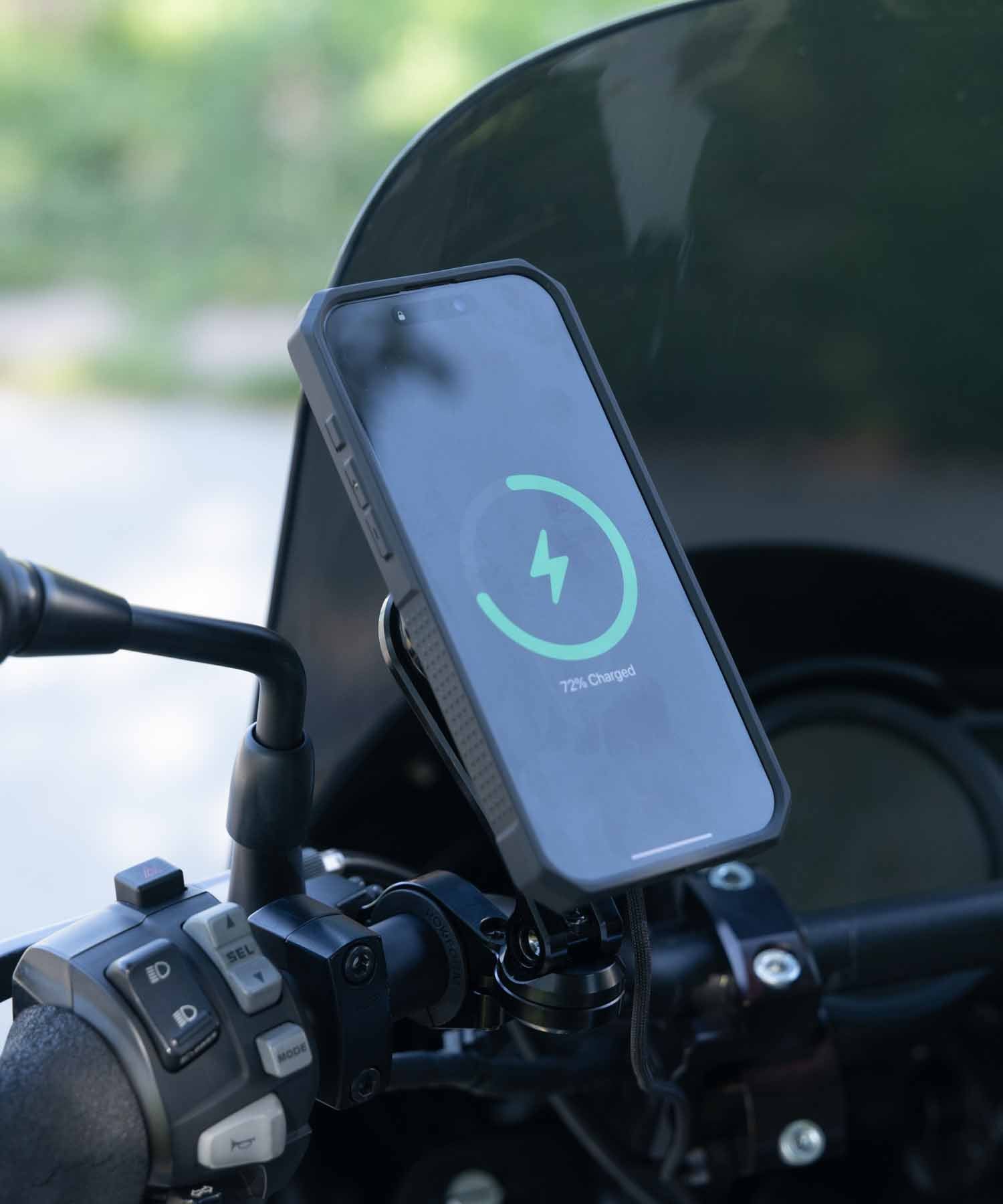 Motorcycle Handlebar Mount + 15W Charging Head w/ Vibration Dampener Kit