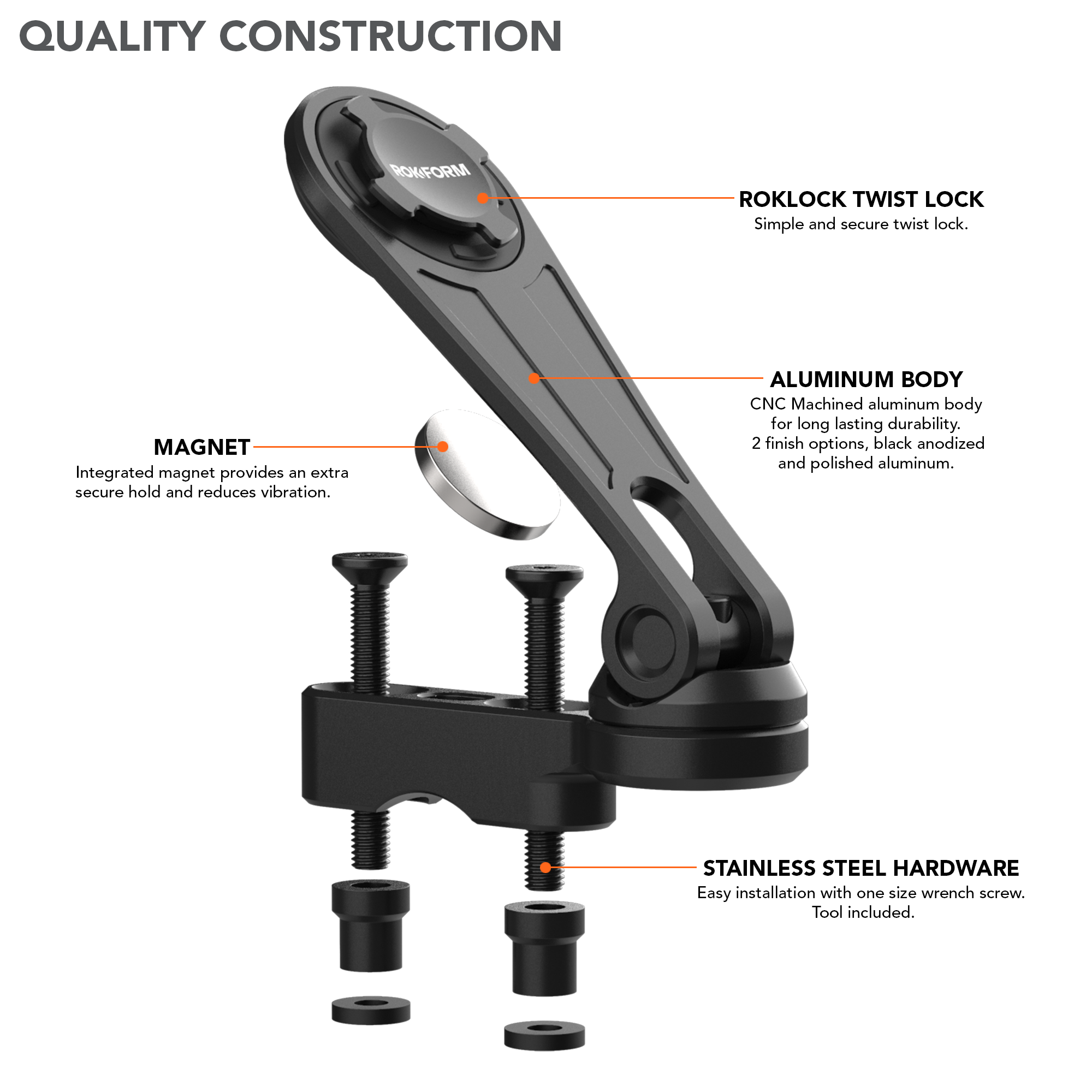 Premium Rokform Pro Series Motorcycle Perch Phone Mount