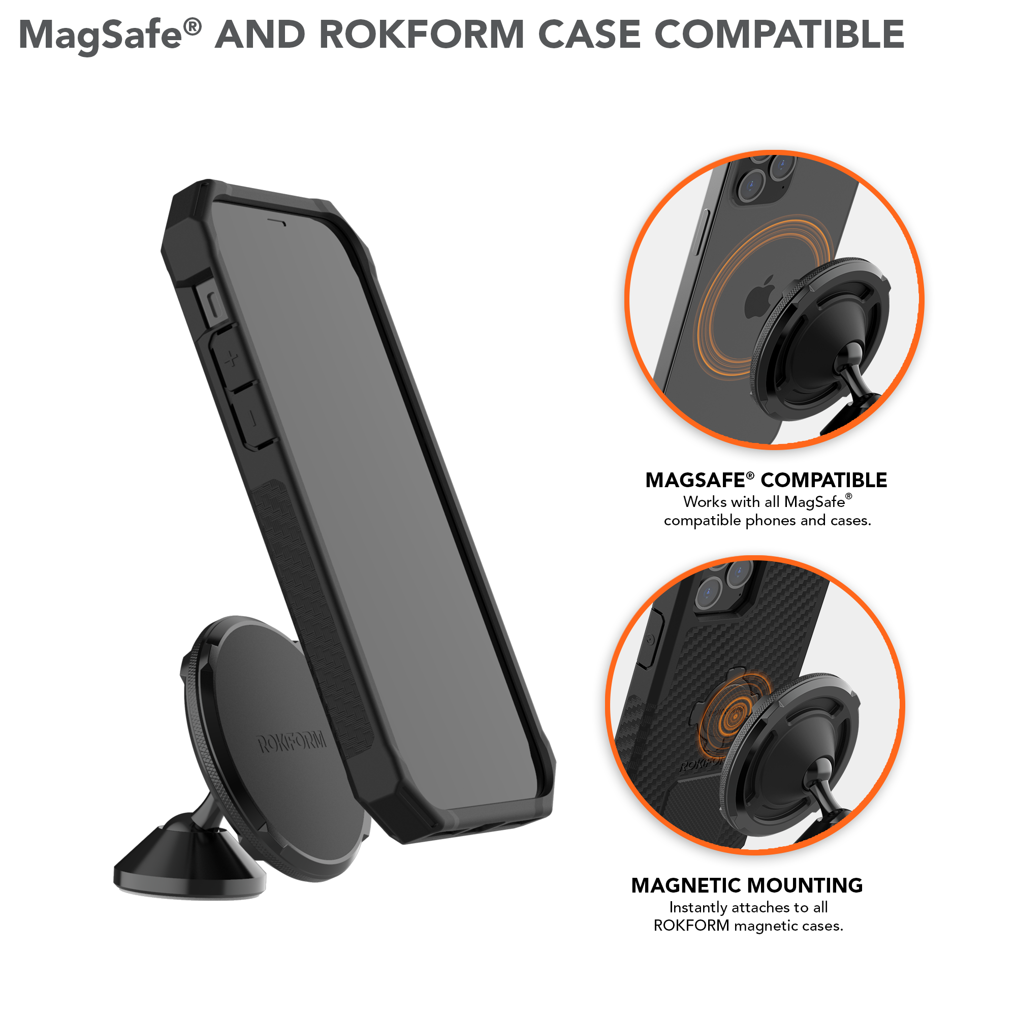 Rokform Magnet Dash Phone Swivel Mount - MagSafe® Compatible