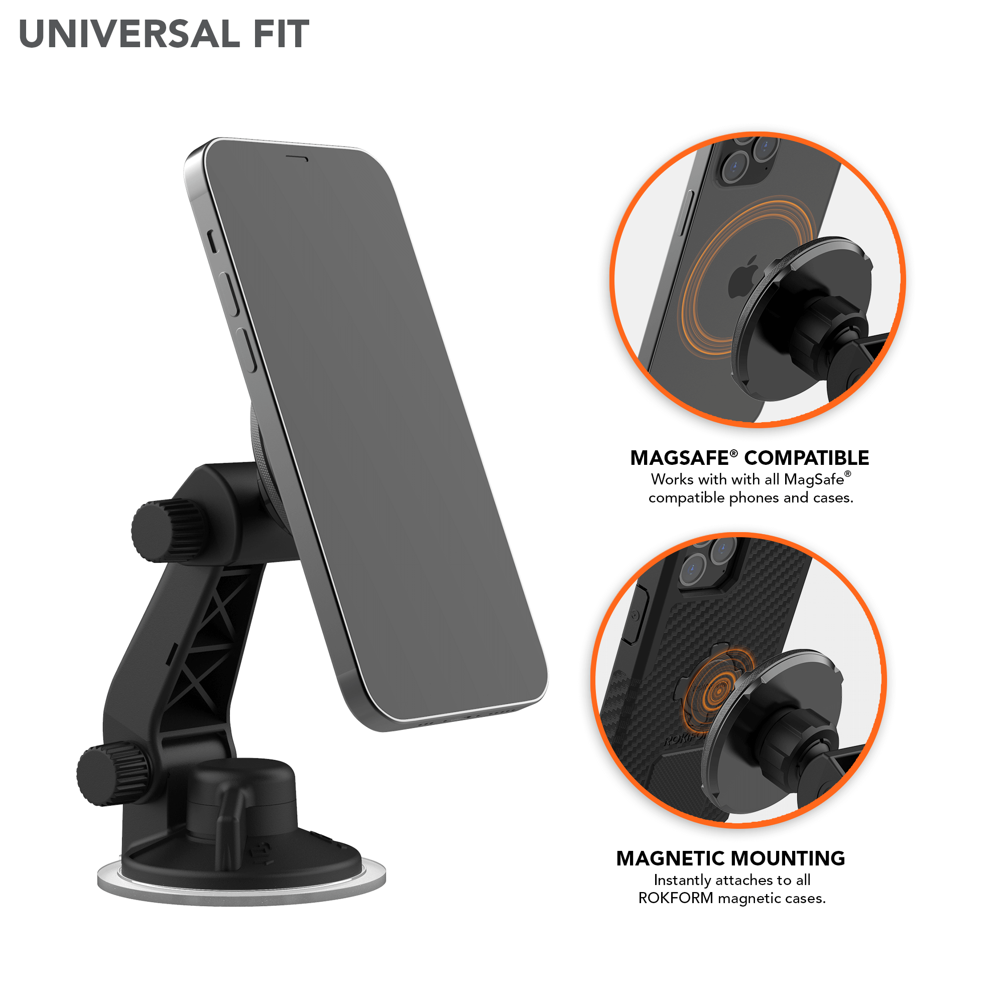 Universal Car Phone Mount Magnetic - All-Metal iPhone Car Mount for Any  Smartphone or GPS - Truly One-Handed Cell Phone Holder for Car Dashboard